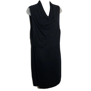 Adrienne Vittadini Knit Overlay Sleeveless Sheath Dress Black Medium Below Knee‎